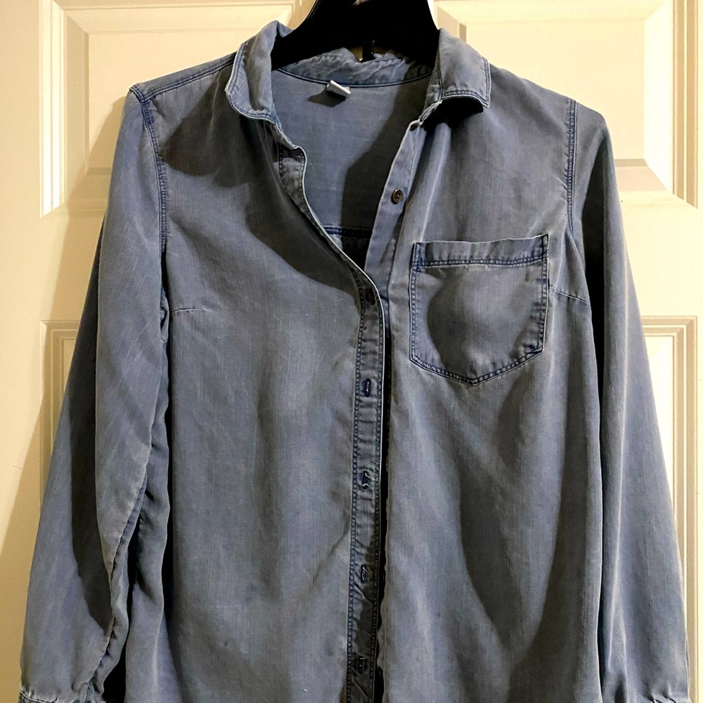 Blue faded, long sleeve button down.